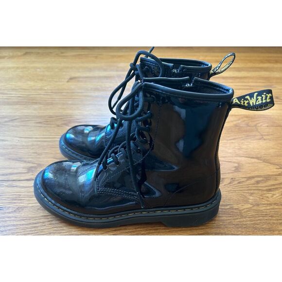 Dr. Martens 1460 Y Combat Boots Unisex Black Patent Leather Side Zip Size M5/L6 - Picture 3 of 10